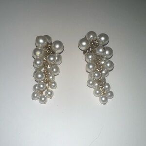 Faux cream pearl clip on earrings